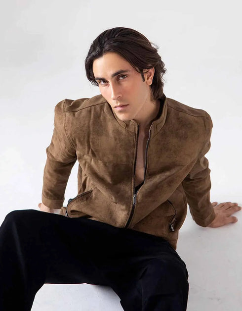 FAUX SUEDE BIKER JACKET